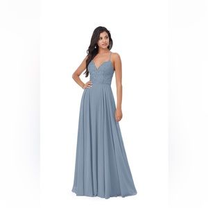 Azazie SONYA in Dusty blue.